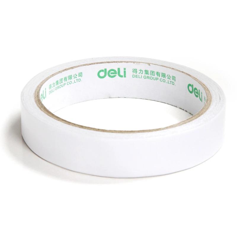 Deli 18mm x 10y 18mm x 9.1m Double Sided Tape White Strong Sticky Glue Tape Powerful Doubles Faced