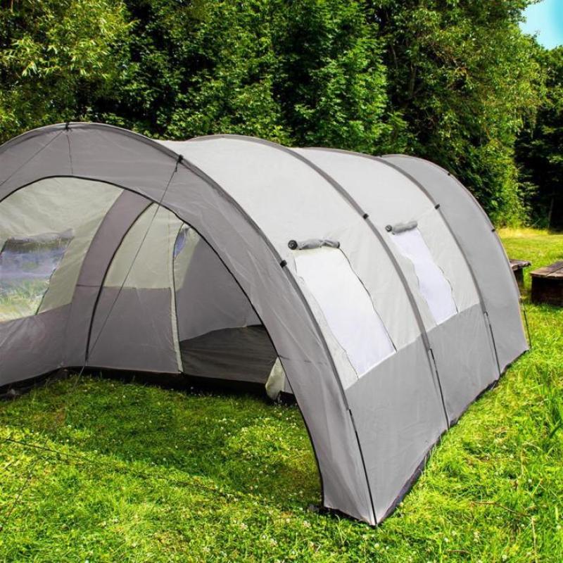 XXL camping tent waterdicht 4-6 personen grijs 401689