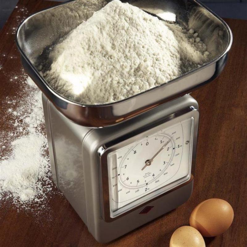 Wesco Keukenweegschaal met klok (nieuw zilver) nieuw in doos