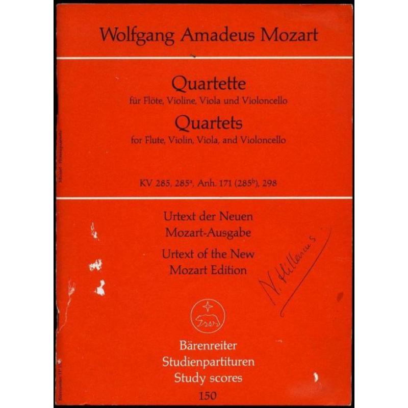 Wolfgang Mozart, kwartetten, partituur