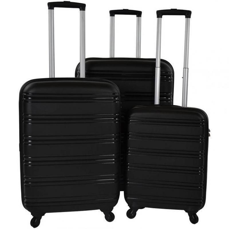 Travelz Kofferset 4-wiel TSA zwart, koffers, grote koffer