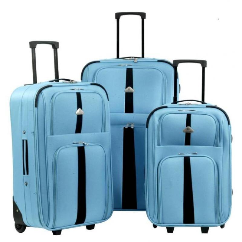 Enrico Benetti Budget Kofferset Blauw 3-delig koffer set