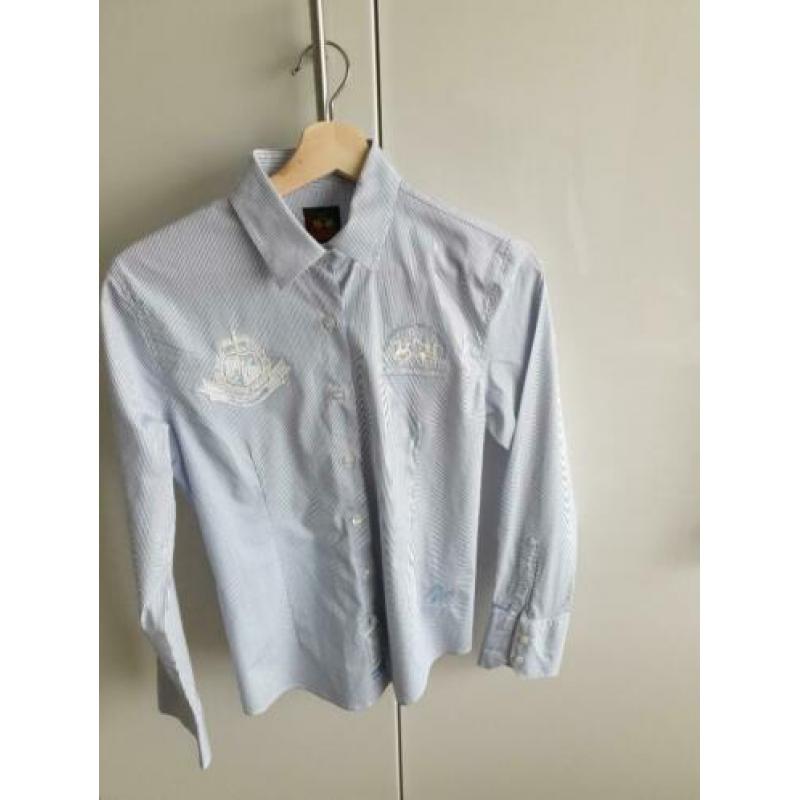 Wit/blauw streepjes blouse van La Martina. Maat M