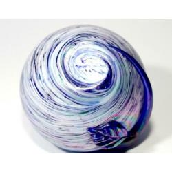 Prachtige Vintage Murano Iriserend Blauw Glas Bol Vaas