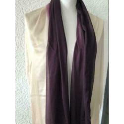 Polyester sjaal - 85 x 215 cm - bordeaux / peachkleur