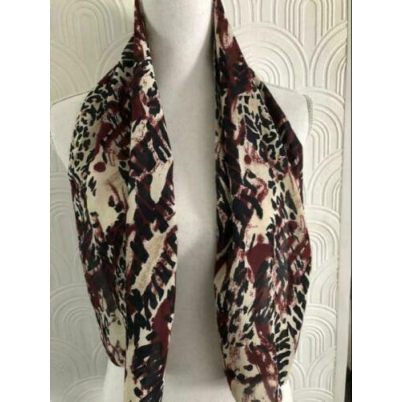 Polyester sjaal - 25x115 cm - cremekleur geprint