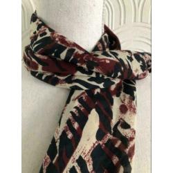 Polyester sjaal - 25x115 cm - cremekleur geprint