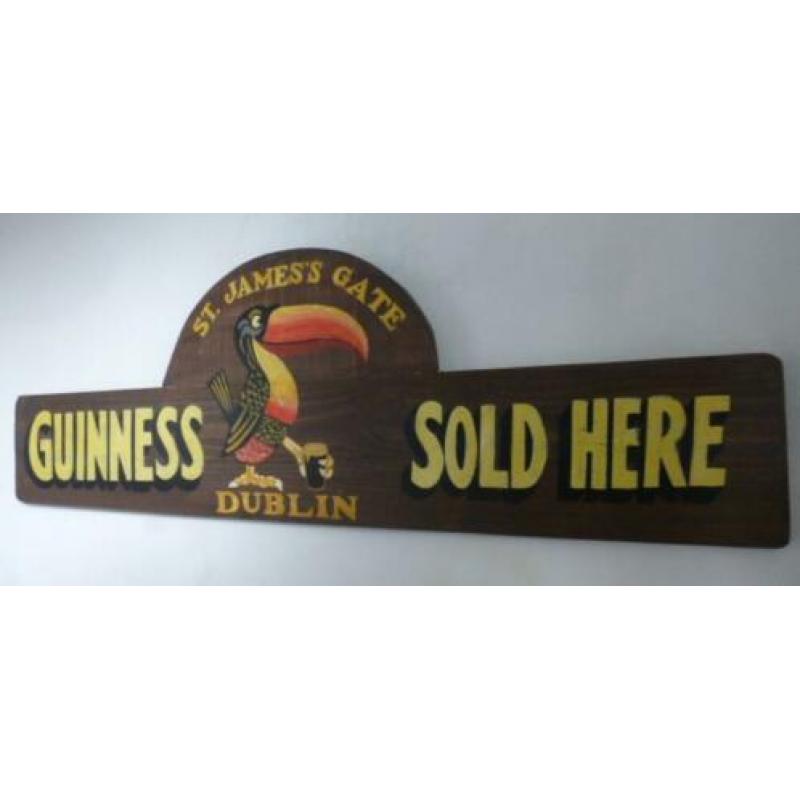 Handgeschilderd pubbord/Guinness Sold here/Ierse pub/bier