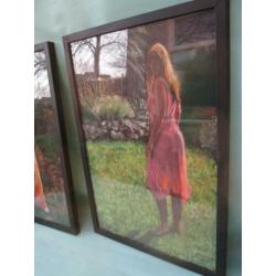 Prachtige Pastel Vrouw in Tuin Christa Hoek 63 x 43 cm