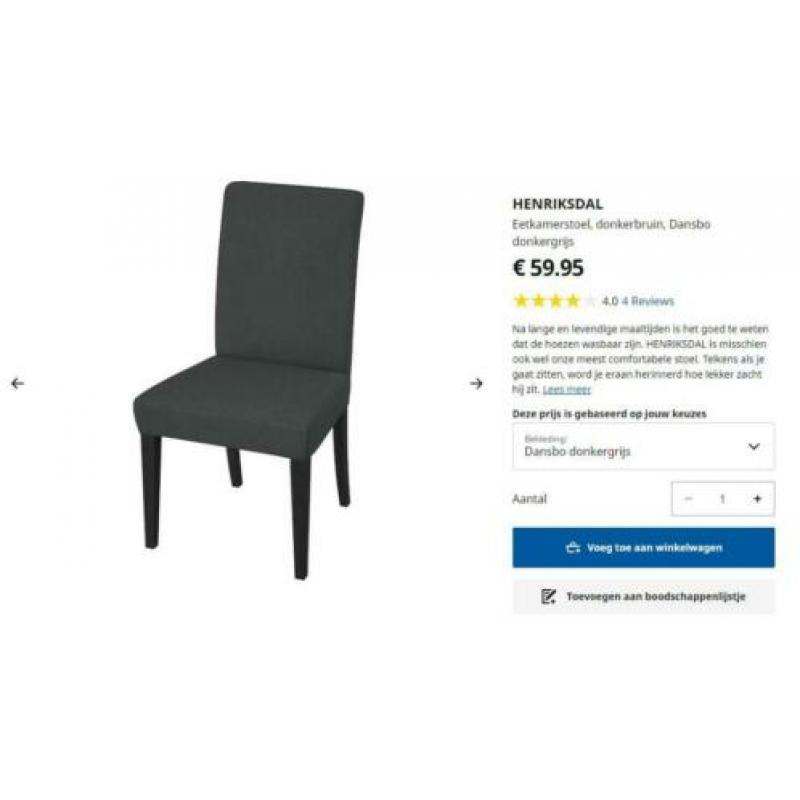 Eetkamer stoel / stoelen IKEA Henriksdal grijs