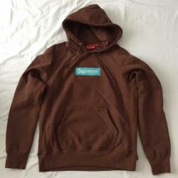 Bruine Supreme box logo hoodie trui sweater size M 17FW