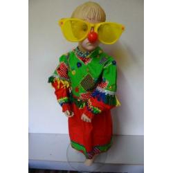 Verkleedkleren: Clownsjurkje met neus en bril maat 110/116