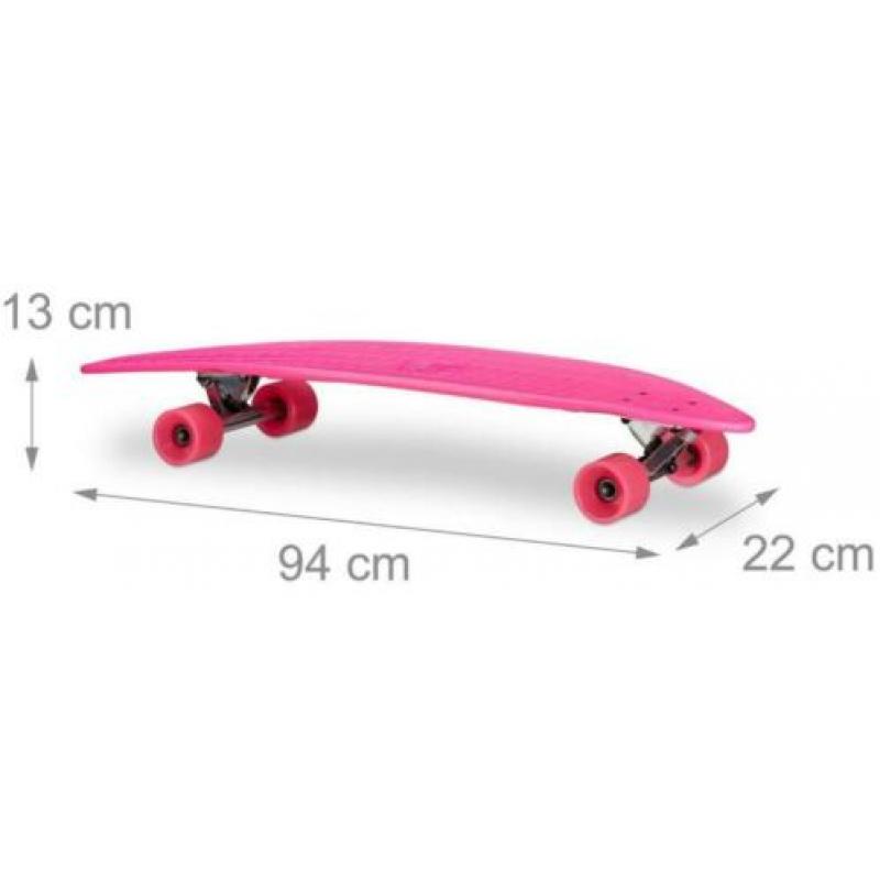 Relaxdays longboard 94cm - kies uit roze of blauw - KOOPJE