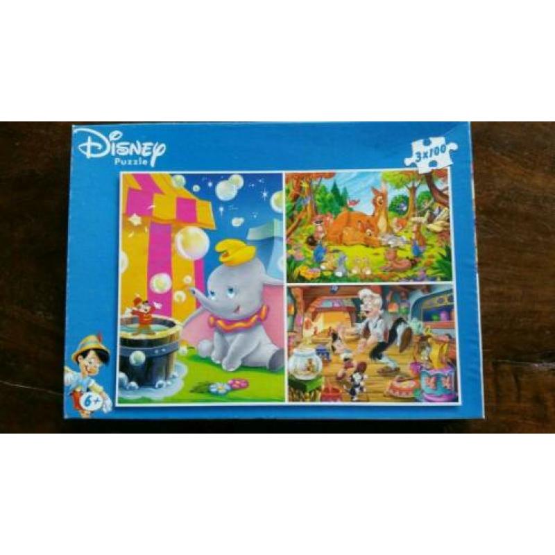 Disney puzzel 3 x 100 stukjes, Dumbo, Bambi, Pinocchio.