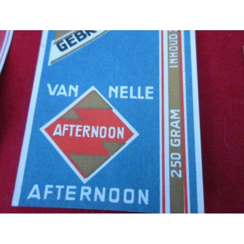8 Van Nelle thee labels AFTERNOON gebroken thee Uit 1946