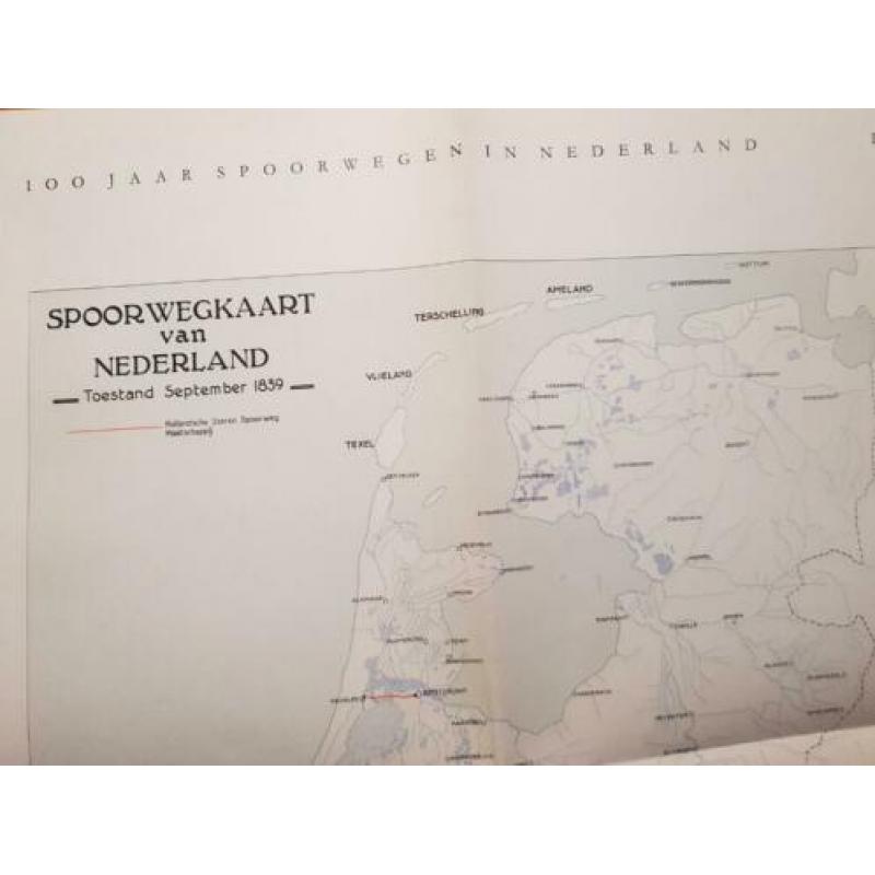 landkaart Nederlandse spoorwegen 1839, NS, treinkaart