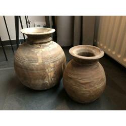 Nepalese houten potten vazen