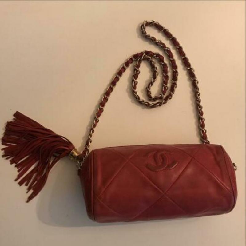 Chanel crossbody tas rood leder