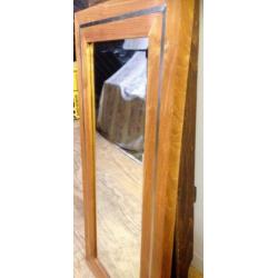 Vintage Grote facet spiegel met houten lijst 100/50 cm'.