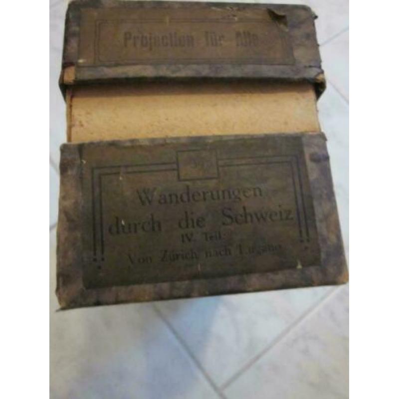 Wanderungen Schweiz, 29 glasdia's 1880, in originele doos.