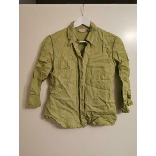 Groene linnen blouse jackpot Maat 2. ZGAN. Small-Medium