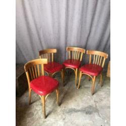 Franse bistrostoelen met rode skai zetels