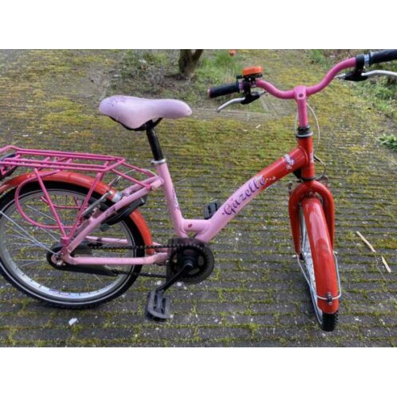 Gazelle meisjes fiets 20 inch roze/rood met mandje