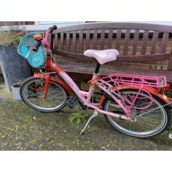 Gazelle meisjes fiets 20 inch roze/rood met mandje