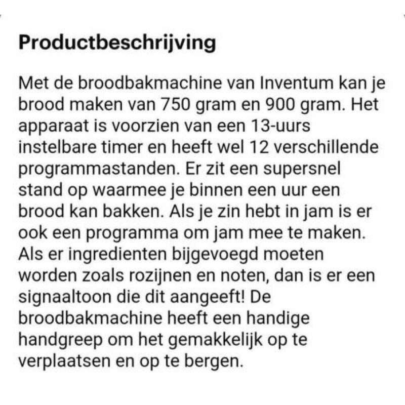 Broodbakmachine Inventum BM90