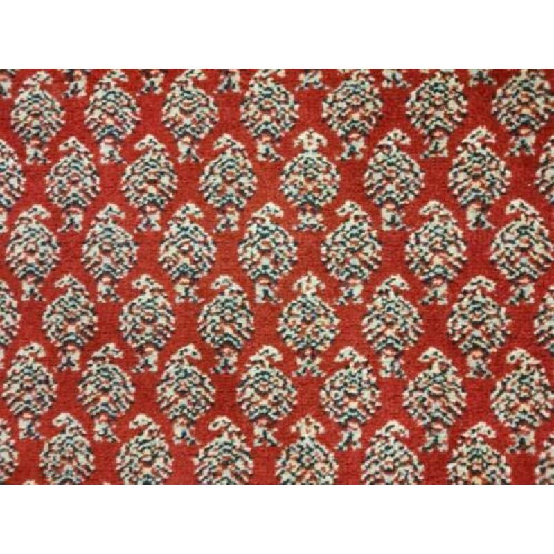 Vintage rode Perzische tapijt loper Mir oosters wol 80x250cm