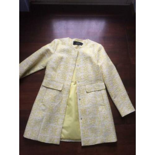 Vero moda NIEUW mooie elegante mantel lang jasje L geel wit