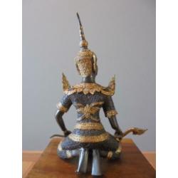 Tempelwachter Boeddha in brons + verguld = Hoogte 33 cm !!