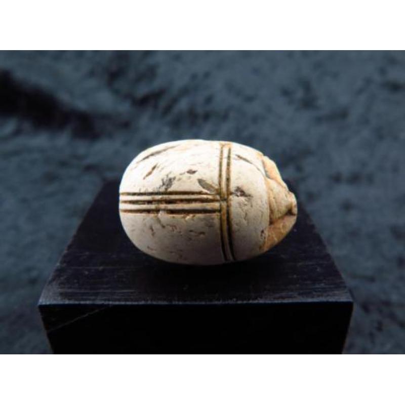 Egyptian steatite scarab with decorations of Hathor, Justice