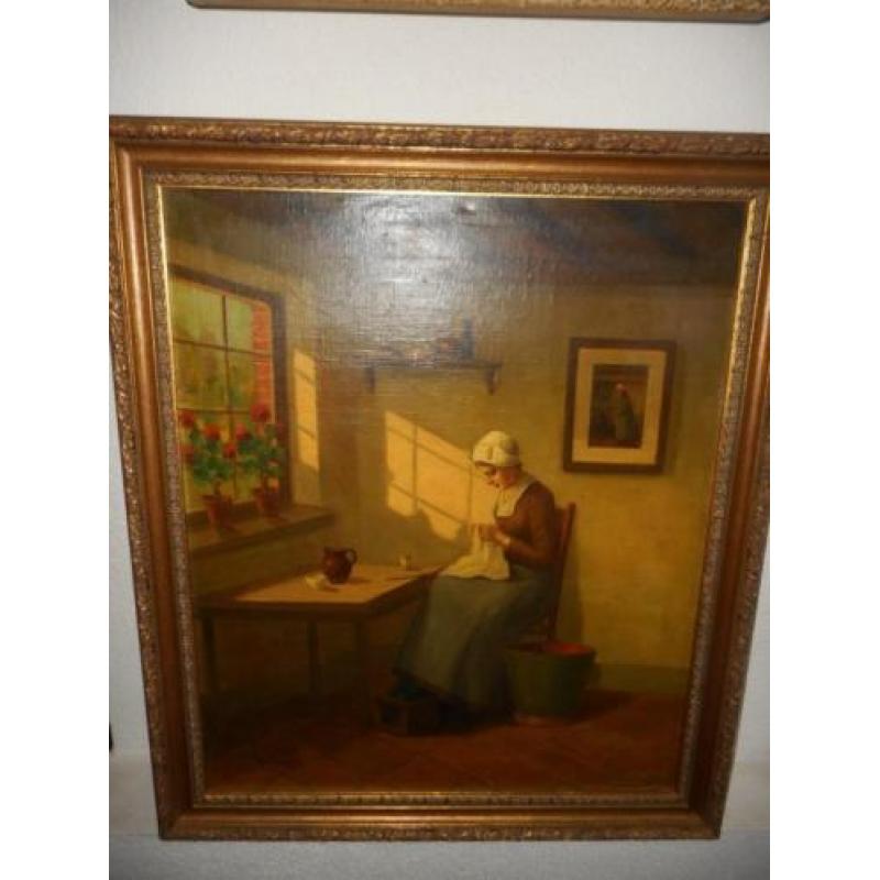 Hendrik van Langen 1874 - 1964, Vrouw aan het handwerken.
