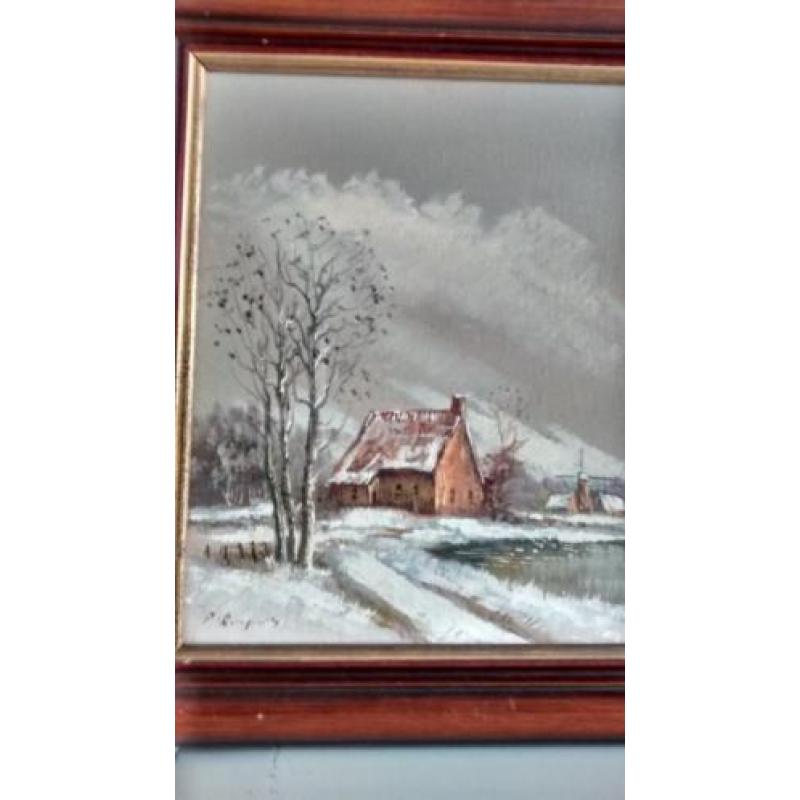 2 schilderijen, thema Winterlandschap, P, Reynaerd