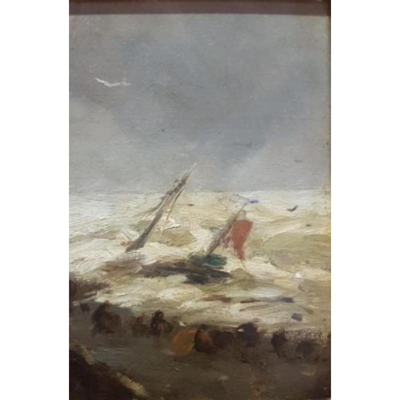 paneel, 17 x 31, 'Aan de Hollandsche kust'',H. van Steenwijk