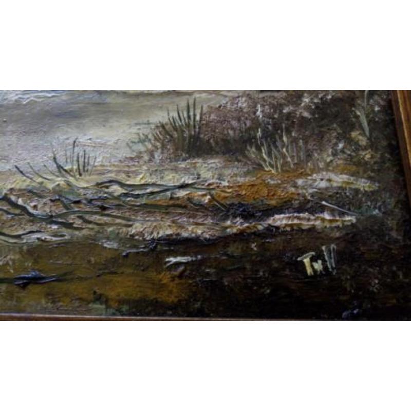Schilderij Theo van Veghel winterlandschap schilderijtje