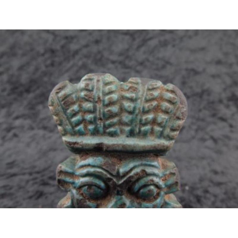 Big Egyptian double faced faience Bes amulet