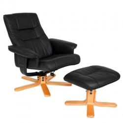 TV-fauteuil met krukje model I zwart / beige 401058