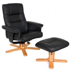 TV-fauteuil met krukje model I zwart / beige 401058