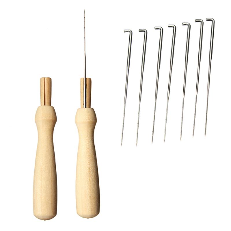 7 Felting Needles 1 Wooden Needle Handle Holder Wool Felting Tools