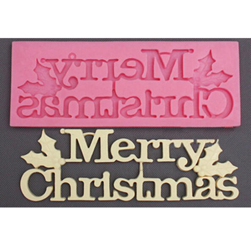 Silicone Merry Christmas Letter Fondant Cake Mould Liquid Mold