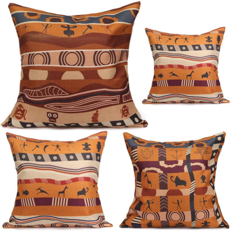 Vintage African Style Cotton Linen Throw Pillow Cases Office Sofa Cushion Cover nieuw