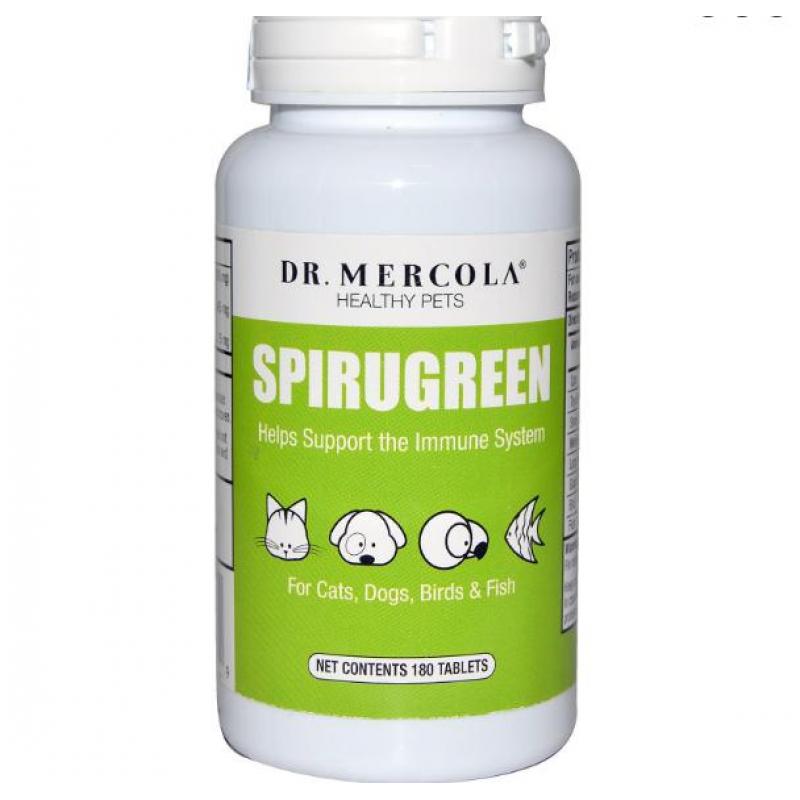 Dr. Mercola SpiruGreen For Cats, Dogs, Birds Fish 500 mg (180 Tablets) Dr. Mercola