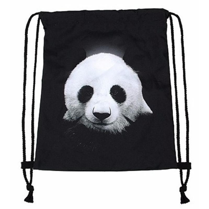 Tassen Geen Zwarte gymtas met Panda print