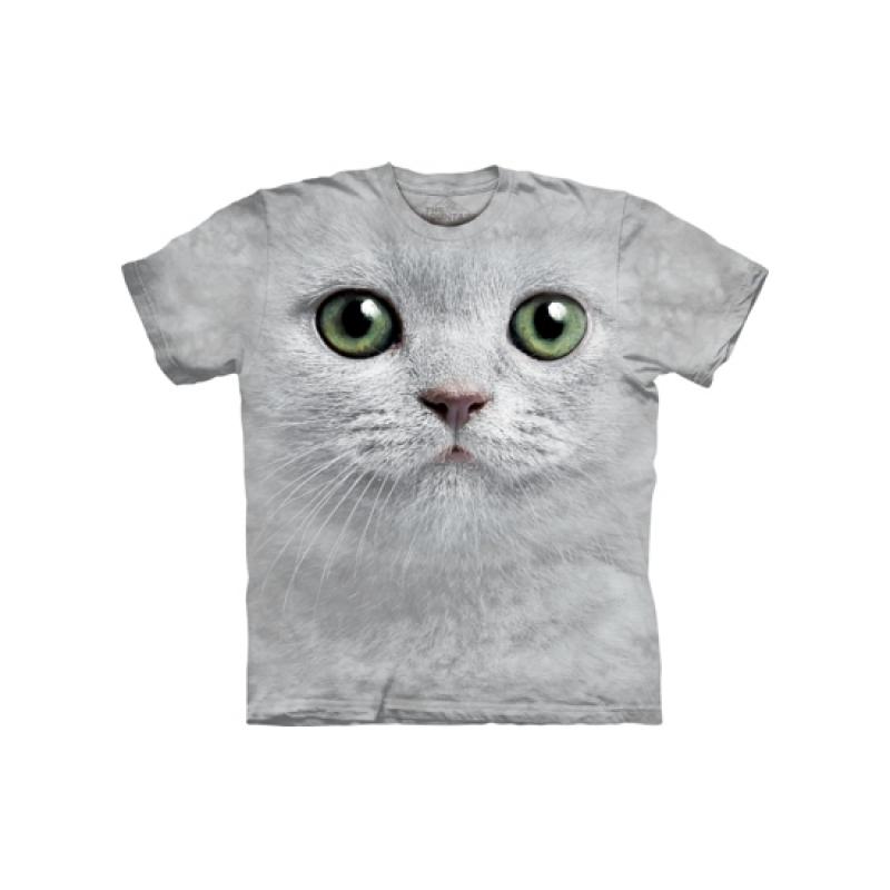 T shirts en poloshirts Kinder T shirt witte kat met groene ogen