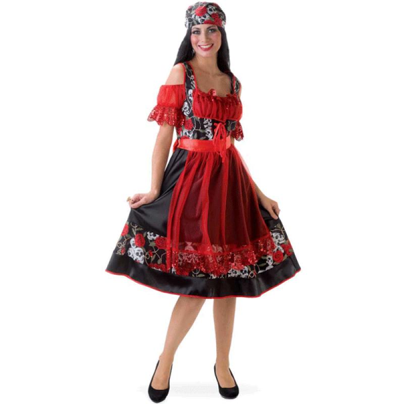 Halloween kostuums Bierfeest artikelen Piraten jurkje met doodshoofden