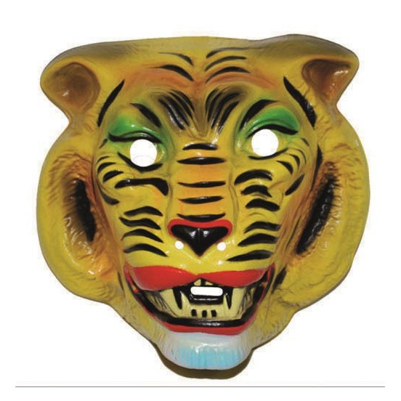 Plastic gele tijger masker voor volwassenen Carnavalskostuum winkel Feest Maskers