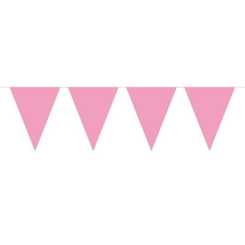 Geen 1x Mini vlaggenlijn slinger baby roze 300 cm Kleuren versiering