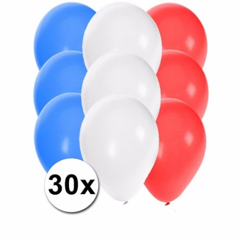 30x Ballonnen in Franse kleuren Shoppartners Landen versiering en vlaggen